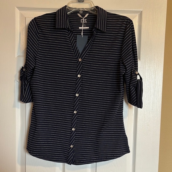 Cutter & Buck Tops - Cutter & Buck NWT women’s blue striped button down shirt size medium